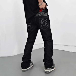 S 2024 Star Lettre broderie Y2K Streetwear Band Jeans Pantalons pour hommes Vêtements de luxe droit Coton Long Pantalon Pantalon Homme J240507