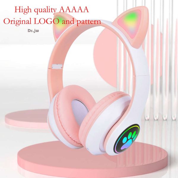 Casque Bluetooth S-28 E-sports Luminescence Oreilles de chat de haute beauté (pain en forme d'oreille de chat cuit à la vapeur) Caméra mobile sans fil