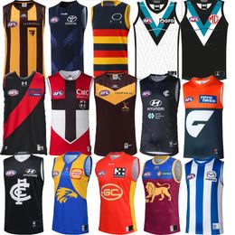 S-3XL 23 24 Maillots de rugby AFL West Coast Eagles Geelong Cats Essendon Bombers Melbourne Blues Adelaide Crows St Kilda Saints 2023 2024 GWS Giants GUERNESEY