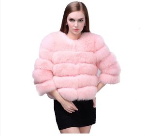 S-3XL vison manteaux femmes 2022 hiver haut à la mode rose fausse fourrure manteau élégant épais chaud survêtement fausse fourrure femme veste