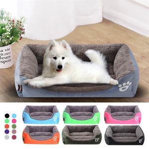 S-3XL Lit de chien de compagnie 15 couleurs Chaud Tapis confortable imperméable doux polaire nid chaud chiot chat lit hiver réchauffement grand panier matelas 210224