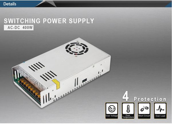 Freeshipping S-400-36 36V 11A Fuente de alimentación conmutada regulada 5V 60A / 12V 33A / 24V 17A / 48V 8.5A 400W Adaptador de corriente CA / CC