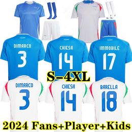 S-4XL Italia FANS Speler 2024 BONUCCI voetbal Jersey JORGINHO INSIGNE VERRATTI heren kinderen 24 25 VOETBAL SHIRTS CHIESA BARELLA CHIELLINI PELLEGRINI ItalyS