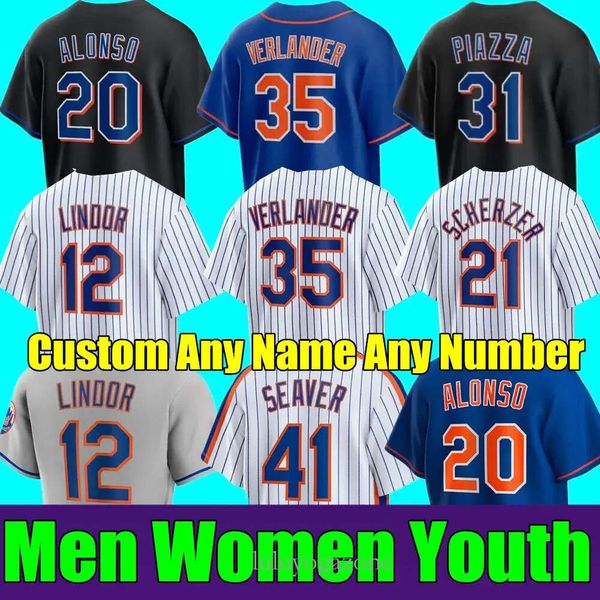 S-4xl 2023 Justin Verlander Pete Alonso Maillot de baseball Short de sport respirant Francisco Lindor Ny Edwin Diaz Kodai Senga Starling Marte Jacob Degrom Mets