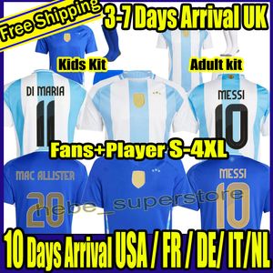 S-4XL 2024 2025 Euro Cup Argentinië Soccer Jerseys Messis Otamendi de Paul Nationaal Team Copa Dybala Martinez Kun Aguero Maradona voetbal Shirts Men Di Maria Kids Kits