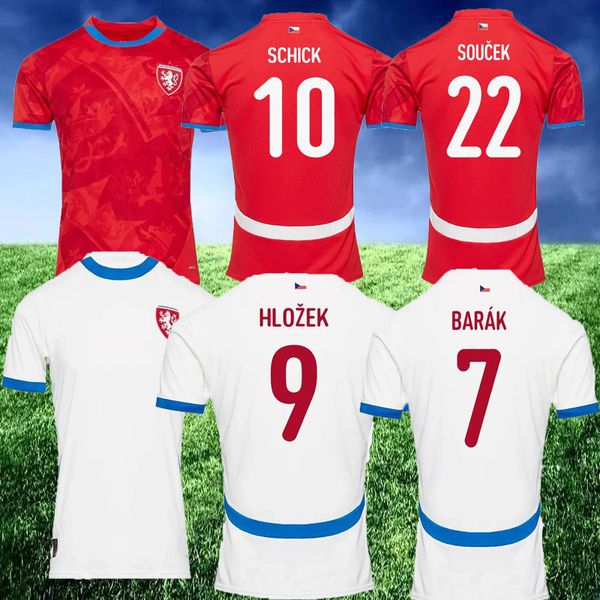 S-4XL 2024 RÉPUBLIQUE TCHECH SOCCER JERSEY EURO Coupe nationale Équipe Home Shirts de football Kit Nedved Novotny Poborsky Chytil Schick Hlozek Soucek Sadilek Lingr