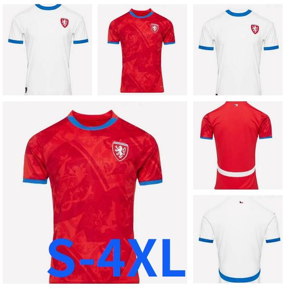 S-4xl 2024 Tchèque République Soccer Jerseys Mens 24 25 Nedved Novotny Poborsky Chytil Home Away Football Shirt Schick Hlozek Soucek Sadilek Lingr Kids Kit Uniforme