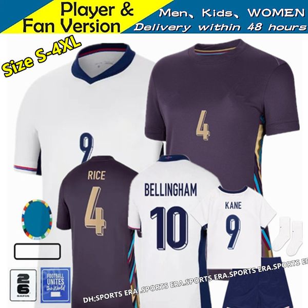 S-4XL 2024 Inglaterra Euro Cup Jerseys Bellingham Kane Mount Saka Sterling Grealish Rashford Mainoo 24 25 Equipo Nacional Mujeres Menores Kits Full Kits Fútbol