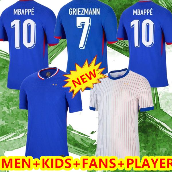 S- 4XL 2024 Euro Cup Free Jersey Jersey Mbappe Soccer Jerseys Dembele Coman Saliba Kante Maillot de Foot Equipe Maillots Griezmann Kids Men fanáticos Jugador Fútbol