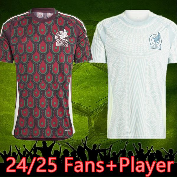 S-4XL 2024 camiseta de fútbol de México 19 20 21 Fans versión del jugador H.LOSANO CHICHARITO G DOS SANTOS RAUL 24 25 C. VELA camiseta de fútbol tops hombres y mujeres conjuntos uniformes mangas largas