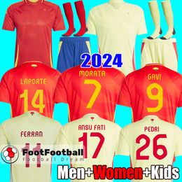 S-4XL 2024 Spaineish Soccer Jerseys Player Fans Asensio Morata Gavi Football Shirts 2025 Espana Camiseta de Futbol Ferran Gaya Men Kids Sergio Spains Ansu Fati Kits Set