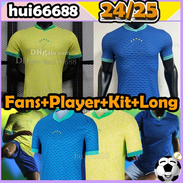 S-4XL 24/25 brasil camisetas de fútbol PAQUETA G.JESUS COUTINHO RICHARLISON JESUS MARCELO PELE CASEMIRO 2024 2025 brasil kit masculino jugador infantil camiseta de fútbol de manga larga