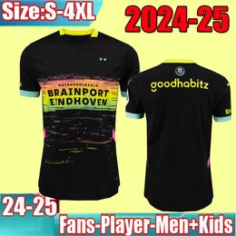 S-4xl 24 25 Eindhoven Away Soccer Jerseys Kids Men Kits 2024 2025 Hazard Fabio Silva Home Men Kids It Football Shirts Kids Set Top Adult Kits