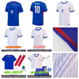 S4xl 24 25 French Benzema Mbappe Griezmann Soccer Jersey 2024 Jerseys Pogba Giroud Kante Men Kid Kit Kit Full Set Maillot de Foot Equice Football Shirt