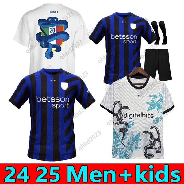 S-4xl 24 25 Jerseys de fútbol final de Lautaro Kit Kits Kits Maillot de Dzeko Barella 2024 Maglie Football Shirt 115 Year Gagliardini Kvaratskhelia Inters IM Milans Top