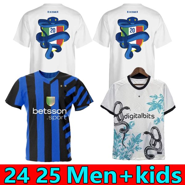 S-4xl 24 25 Lautaro Final Soccer Jerseys Thuram Kids Kit Maillot de Dzeko Barella 2024 Maglie Football Shirt 115 Year Gagliardini Kvaratskhelia inters IM Milans