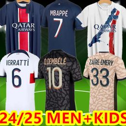 S-4XL 24 25 MAILLOT MBAPE SOCCER JERSEYS KIDS KIT 23/24 Player Version Training 2023 2024 MAGLIA PRIOS HOME AWAY FOOTBALL CHIRT HAKIMI Fabian vitinha o Dembele 666