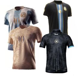 S-4xl 3 Stars Argentina Soccer Jerseys Commémoratif 2023 Men Kid Kit 20 21 22 23 Maillots de Foot Maradona Dybala Messis Alllister Special Football Shirt