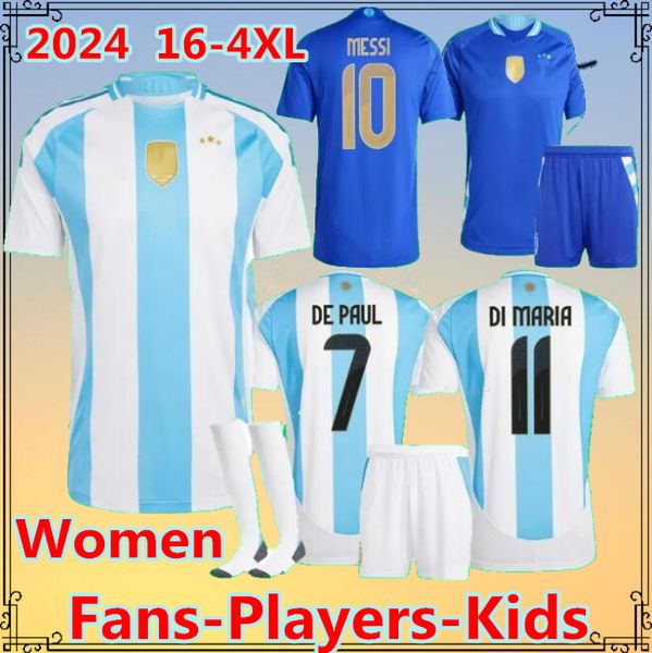 S-4XL Maillot de football ArgENtiNA 2024 2025 Maillot de football de l'équipe nationale à domicile 24/25 Version joueur MESSIS DI MARIA LAUTARO MARTINEZ hommes kit femmes