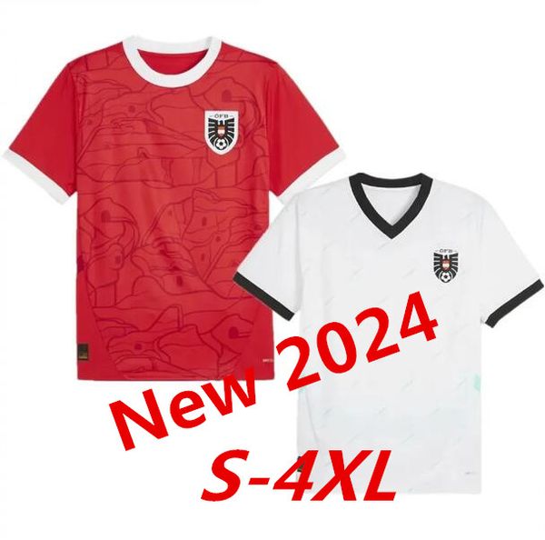 S-4XL AUSTRIA Euro 2024 Kits Home Away Men Tops Camas de camisas Juntos Red Tops White Tees 999