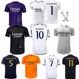 S-4XL Bellingham Vini Jr Jerseys de fútbol 23 24 Rodrygo Real Madrids Camavavinga Football Shirt 2024 Arda Guler Modric Cuarto fanático de los fanáticos Verso de uniformes para hombres