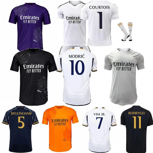 S-4XL Bellingham Vini Jr Jerseys de fútbol 23 24 Rodrygo Real Madrids Camavavinga Football Shirt 2024 Arda Guler Modric Cuarto fanático de los fanáticos Versión de uniformes para hombres