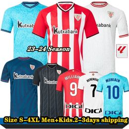 S-4XL Bilbao Club Soccer Jerseys 23 24 Athletic ADURIZ GURUZETA WILLIAMS MUNIAIN PAREDES BERENGUER ANDER HERRERA SIMON O. SANCET Fans Men Kit Uniformes de fútbol para niños