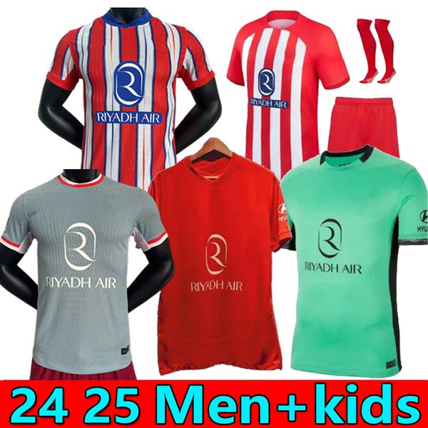 S-4xl Fans Atletico Madrids Soccer Jerseys Griezmann 24 25 120th Anniversary 2024 2025 M.llorente Koke Saul Correa Lemar Football Shirt Men Kids Kit Kit Uniforms xxxl Top
