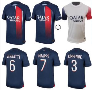 S-4XL maillots de football MBAPPE HAKIMI 2023 2024 maillot de pied MARQUINHOS VERRATTI 23 24 SERGIO RAMOS hommes kits enfants ensembles chemises de football