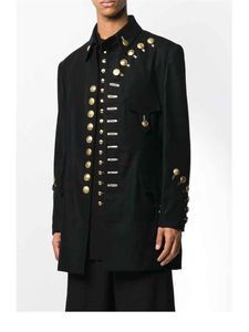 S-4XL Abbigliamento uomo moda GD Molti bottoni uniformi militari giacca parrucchiere costumi di scena taglie forti 220310