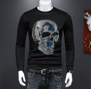 S-4XL Hommes Casual Strass Graphique Sweatshirts Hot Drill Style Hommes hiver à capuche Mode O Cou À Manches Longues Mâle Tops Vêtements Pour Hommes hg