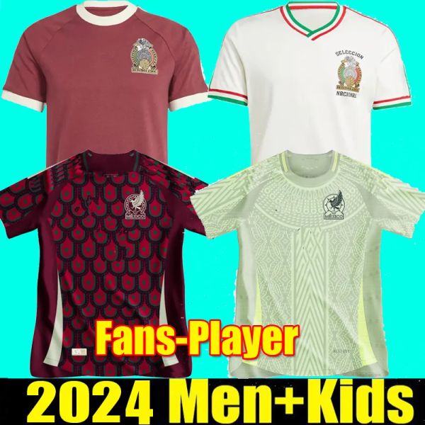 S-4xl Mexico 2024 Copa America Raul Chicharito Soccer Jerseys 2023 LOZANO DOS SANTOS 24 25 H.LOZANO Men Kids Football Shirts Uniforms Fans Player Player Version