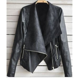 S-4XL nouveau hiver grande taille femmes en cuir manteaux Motobiker Cool fermetures à glissière en cuir veste grande taille femme PU vêtements d'extérieur J733