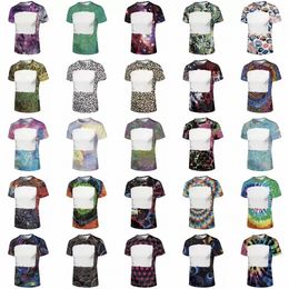 S-4XL Vente en gros Articles de fête T-shirt blanchi par sublimation Transfert de chaleur Chemise de blanchiment vierge T-shirts entièrement en polyester Tailles américaines pour hommes Femmes 30 couleurs A0224