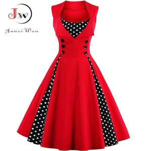 S-4XL dames gewaad retro vintage jurk 50s 60s rockabilly dot swing pin up zomer feestjurken elegant tuniek vestidos casual 210623