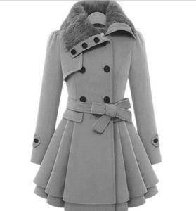 S-4xl de invierno para mujer, chaquetas salvajes, abrigos largos y gruesos de lana, abrigo de lana para mujer, chaqueta cruzada, vestido de invierno de piel