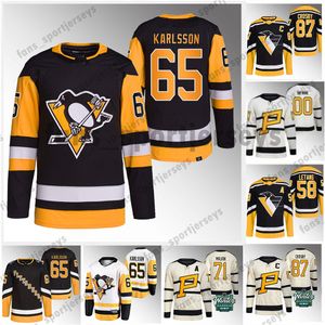 65 Erik Karlsson 2023 Penguins Jersey Sidney Crosby Reilly Smith Kris Letang Jeff Petry Bryan Rust Jeff Carter Evgeni Malkin Jake Guentzel Ty Smith Hommes Femmes Jeunes