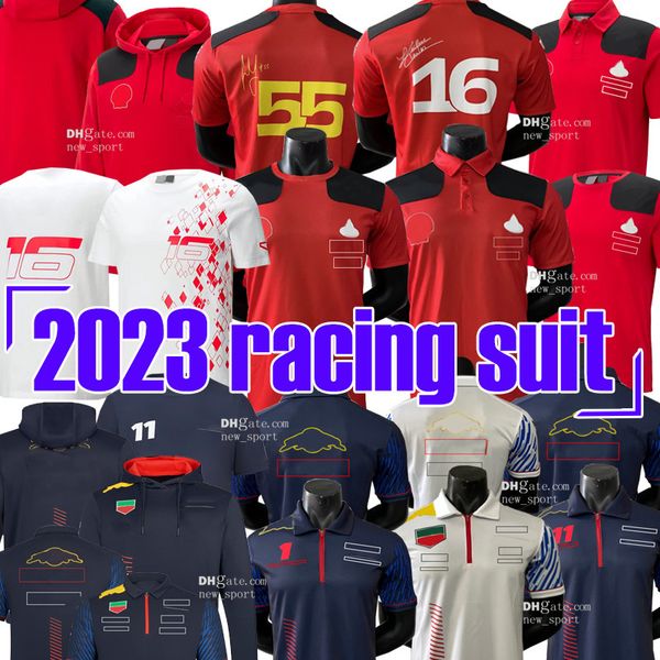 S-5XL 2023 2024 Fórmula Uno Nuevo traje de carreras F1 ROJO Negro Camiseta número 55 16 rojo manga corta POLO equipo uniforme solapa secado rápido mejor jugador 11 1