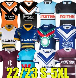 S-5XL 2023 Rugby Jerseys alle NRL's sterren Eels cowboys Warriors Sharks Wests Tigers Sea Eagles Panthers Blues Marrons Melbourne Storm Dolphins Broncos Hanen rabbijn