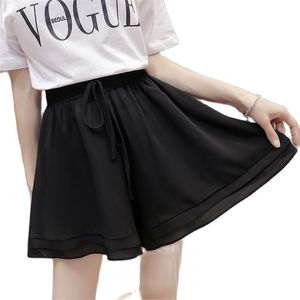 S-5XL Casual Dames Chiffon Shorts Zomer Hoge Taille Losse Groot Been Grote Maat Culottes Shorts voor Dames 210520