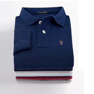 S -5XL mode 100% katoenen sportkleding van hoge kwaliteit -Ontwerp heren Polo's shirts lange mouw casual polos homme revers male tops 240418