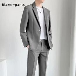 S-5xl High Quality Mens Suit Mentlemen Business Business Casual Fit Cost 2 pièces Set Classic Solid Color Jacket Blazer Pants240416