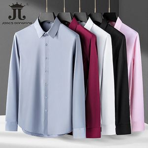 S-5XL Boutique de luxe hommes mode décontractée couleur unie affaires chemises à manches longues facile d'entretien chemise professionnelle formelle pour homme 240307