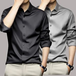 S-5XL MENS SHIRT Lange mouw Niet-ijzeren rimpelbestendige bedrijfskleding High End professioneel Casual pak Wit shirt 240408