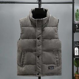 S-5xl hommes gilets manteaux automne hiver mâle gilets veste col montant fermeture éclair solide 4 couleur velours côtelé vêtements d'extérieur haut vêtements H50 HKD230828