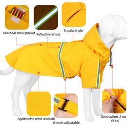 S-5XL PETS RAISCOAT Petit grand chien Crape de pluie avec une veste imperméable à rayures réfléchissantes Puppy Poncho
