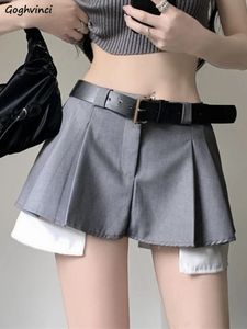 S-5XL Shorts Women Leisure Simple All-Match Belt Mode Streetwear Design Patchwork Ulzzang Aantrekkelijke vakantiestudenten 240329