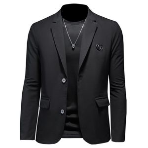 S-5XL primavera y otoño nuevo traje casual de negocios delgado para hombres versión coreana antiarrugas sin hierro 2023 chaqueta de talla grande pura c306b