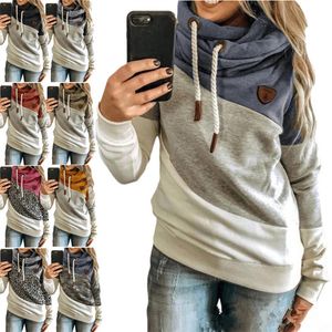 S-5XL Dames Hoodies Herfst Winter Fleece Sweatshirt Lange Mouwen HEALPEN Kraag Hoodie Leopard Print Patchwork Pullover Top Kleding 28 Stlye in