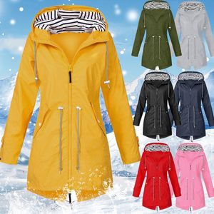 S-5XL femmes imperméable veste forêt femmes imperméable vestes de pluie en plein air longue automne hiver manteau 2021 vestes à capuche